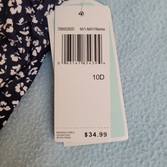 45. Christina tankini. Black with white flower pattern. Size 10D. NWT - Picture 4 of 4